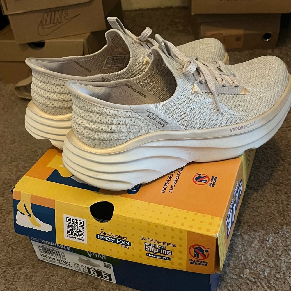 Skechers Cream Slip-Ins with Vapor Foam